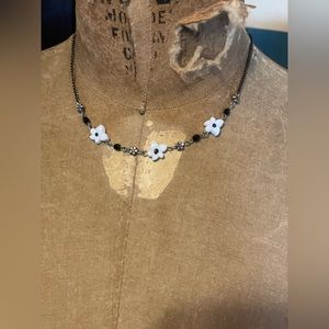 Silver and flower beaded Necklace
